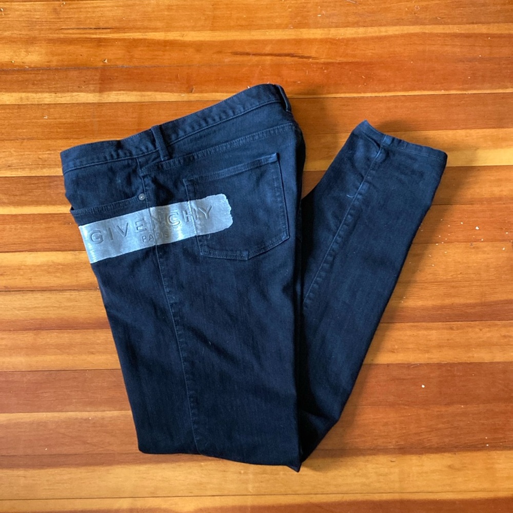 Givenchy Black Brushstroke Logo Denim Jeans